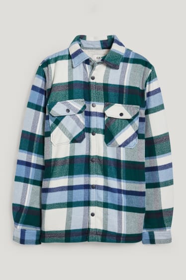 Hommes - Veste-chemise - à carreaux - vert foncé / blanc