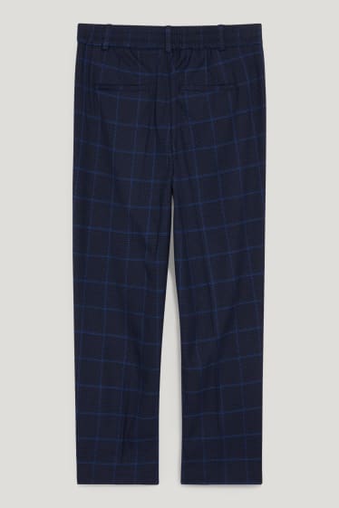 Donna - Pantaloni di stoffa - vita media - slim fit - da materiali riciclati - a quadretti - blu scuro