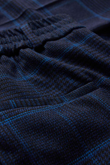 Donna - Pantaloni di stoffa - vita media - slim fit - da materiali riciclati - a quadretti - blu scuro