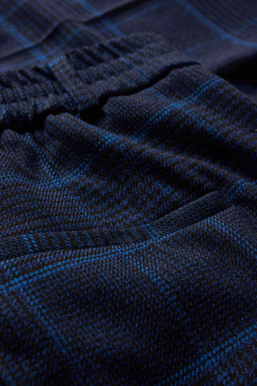 Donna - Pantaloni di stoffa - vita media - slim fit - da materiali riciclati - a quadretti - blu scuro