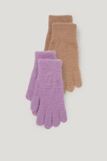 Femmes - Lot de 2 paires - gants - violet