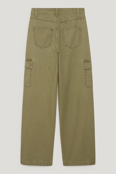 Clockhouse Girls - CLOCKHOUSE - Cargohose - High Waist - Wide Leg - jeans-grün