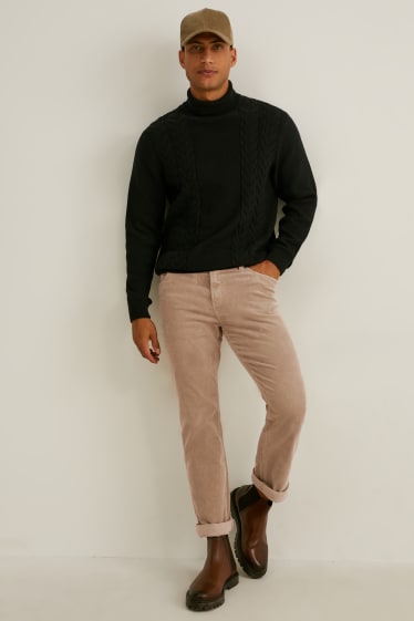 Uomo - Pantaloni di velluto - regular fit - LYCRA® - marrone chiaro