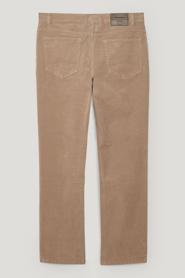 Bărbați - Pantaloni din catifea reiată - regular fit - LYCRA® - maro deschis
