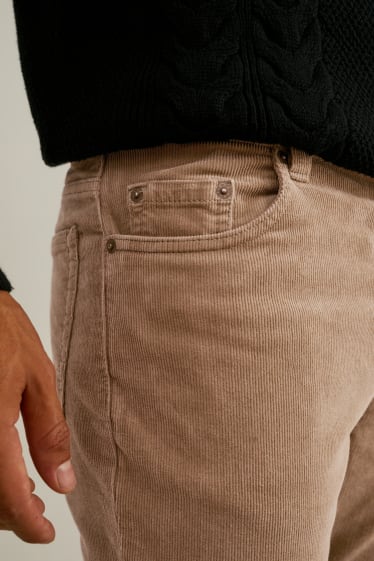 Uomo - Pantaloni di velluto - regular fit - LYCRA® - marrone chiaro