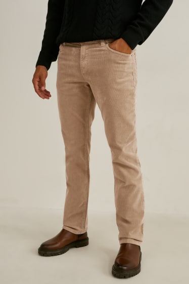 Uomo - Pantaloni di velluto - regular fit - LYCRA® - marrone chiaro