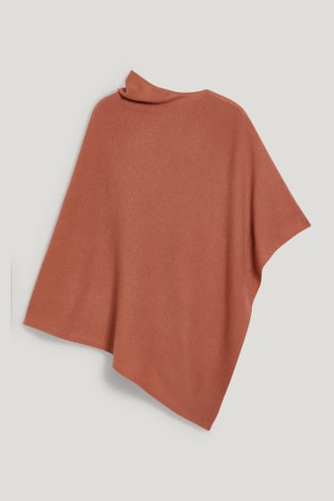 Damen - Poncho mit Kaschmir-Anteil - Woll-Mix - braun