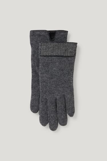 Femmes - Gants - laine mélangée - gris clair chiné
