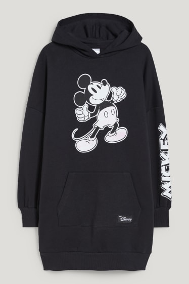 Filles - Mickey Mouse - robe en molleton avec capuche - noir