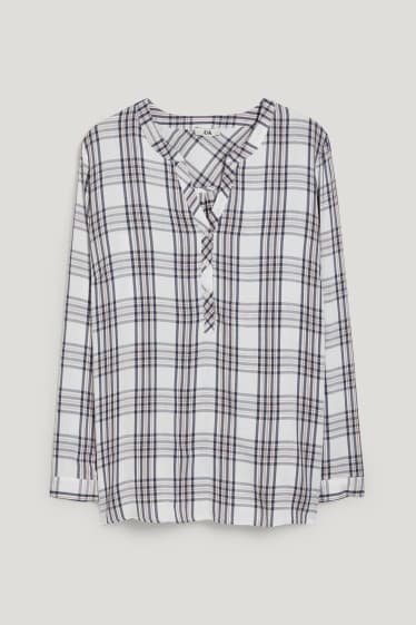 Donna - Blusa - a quadretti - bianco / blu