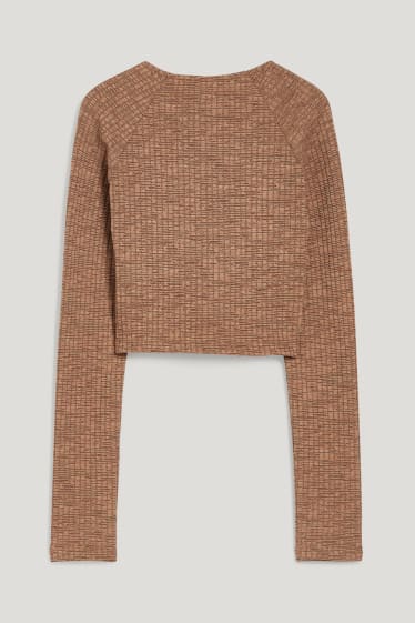 Exclusiu online - CLOCKHOUSE - samarreta crop de màniga llarga - marró