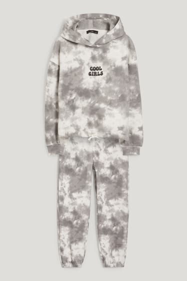 Kids Girls - Extended Sizes - Set - Hoodie und Jogginghose - 2 teilig - weiß / grau