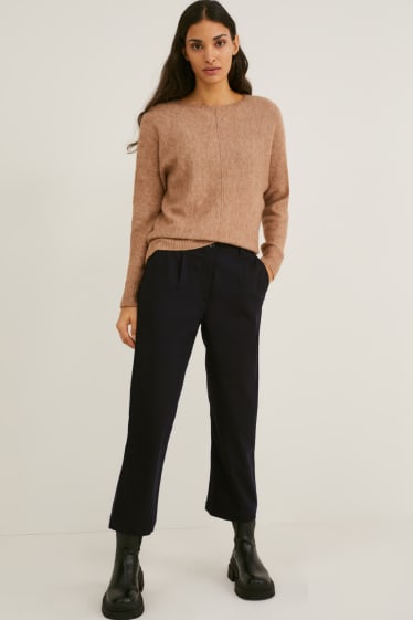 Femmes - Pantalon en toile - high waist - regular fit - matière recyclée - noir