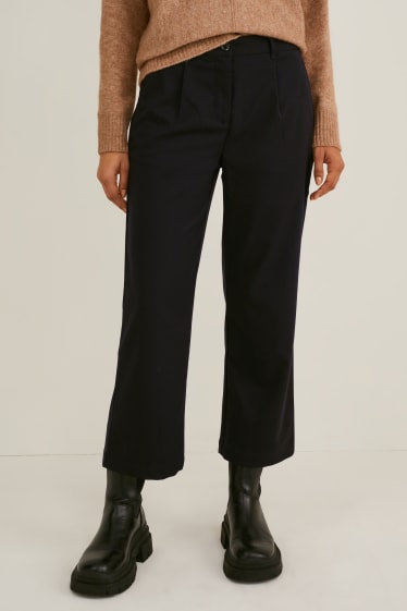 Femmes - Pantalon en toile - high waist - regular fit - matière recyclée - noir