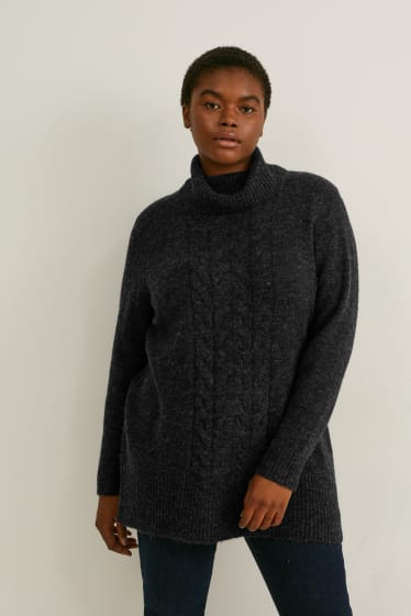 Mujer - Jersey de cuello vuelto - reciclado - antracita