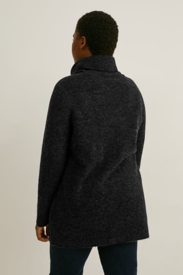 Mujer - Jersey de cuello vuelto - reciclado - antracita
