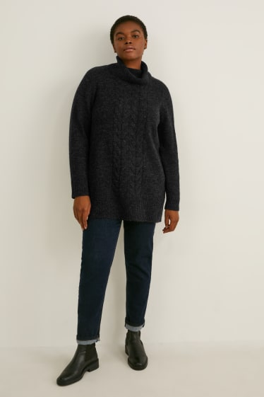 Mujer - Jersey de cuello vuelto - reciclado - antracita