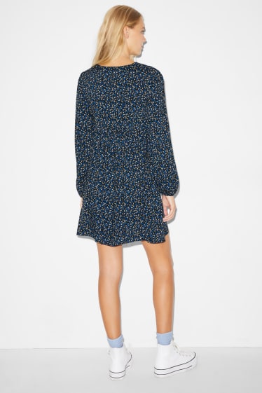 Clockhouse Girls - CLOCKHOUSE - jurk - gebloemd - blauw / zwart