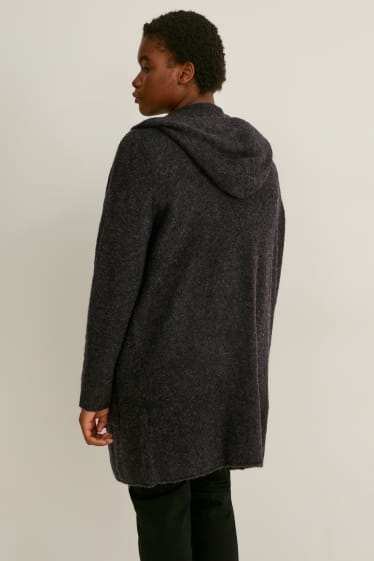 Donna - Cardigan bouclé con cappuccio - da materiali riciclati - antracite