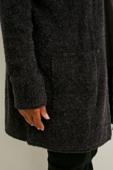 Donna - Cardigan bouclé con cappuccio - da materiali riciclati - antracite