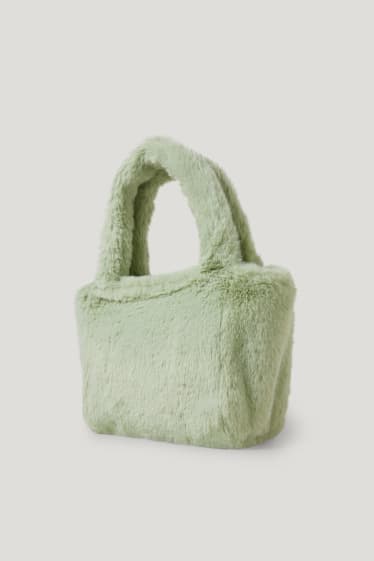 Toddler Girls - Small faux fur bag - light green