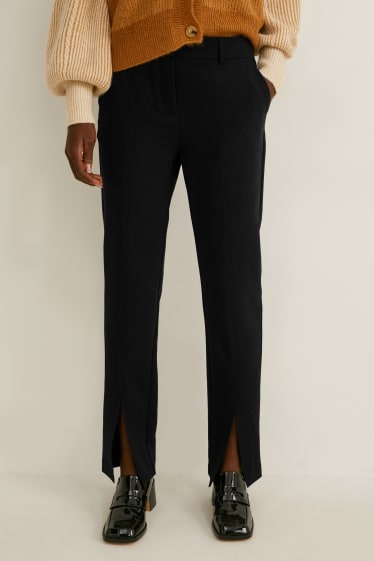 Damen - Stoffhose - Mid Waist - Slim Fit - recycelt - schwarz