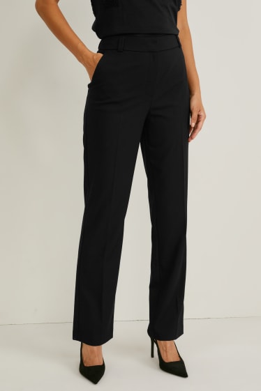Damen - Business-Hose - Mid Waist - Straight Fit - schwarz