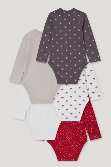 Baby Girls - Wielopak, 5 szt. - body niemowlęce - biały / czerwony