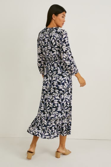 Mujer - Vestido fit & flare - de flores - negro / blanco