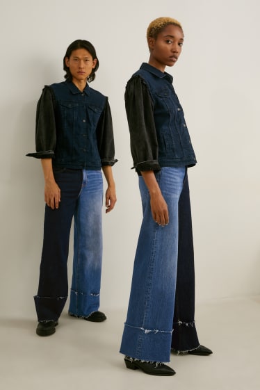 Dames - E.L.V. Denim - wide leg jeans - high waist - unisex - gerecyclede stof - jeansblauw