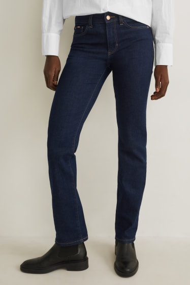 Dámské - Straight jeans - mid waist - džíny - tmavomodré