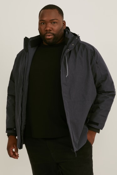 Heren - Parka met capuchon - grijs-mix