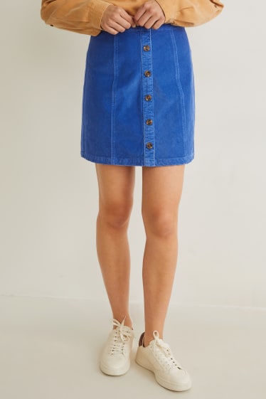 Women - Corduroy skirt - blue