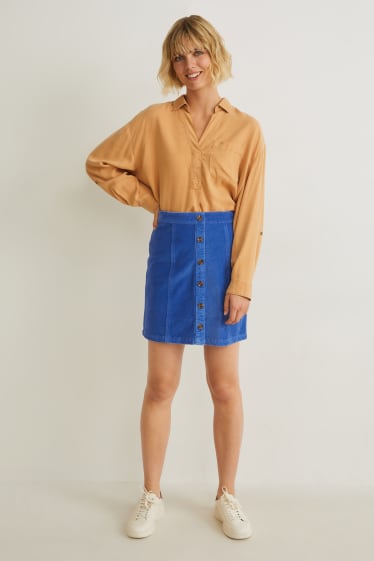 Women - Corduroy skirt - blue