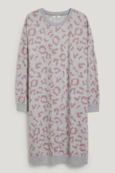Damen - Bigshirt - gemustert - grau-melange