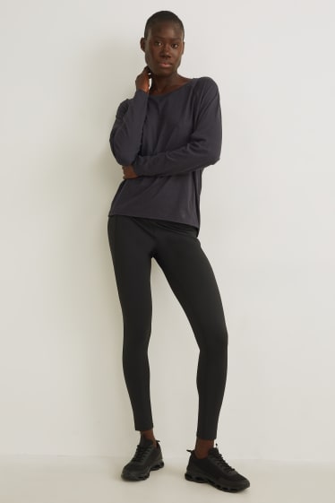 Damen - Funktions-Shirt - Yoga - 4 Way Stretch - schwarz-melange
