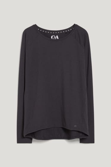 Damen - Funktions-Shirt - Yoga - 4 Way Stretch - schwarz-melange