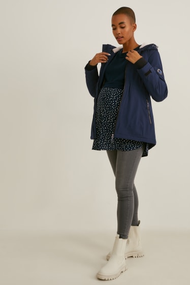 Women - Maternity outdoor jacket with hood and baby pouch - dark blue