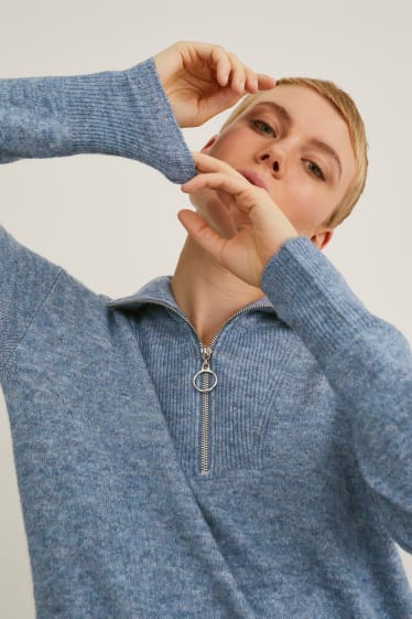 Donna - Vestito in maglia - blu melange