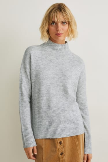 Damen - Pullover - hellgrau-melange