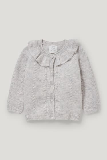 Baby Girls - Cardigan per neonate - motivo a treccia - bianco-melange