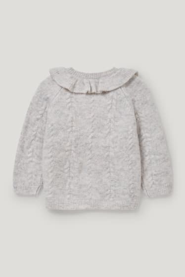 Baby Girls - Cardigan per neonate - motivo a treccia - bianco-melange