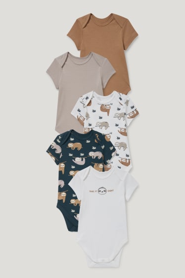 Exclusief online - Set van 5 - rompertje - wit / beige