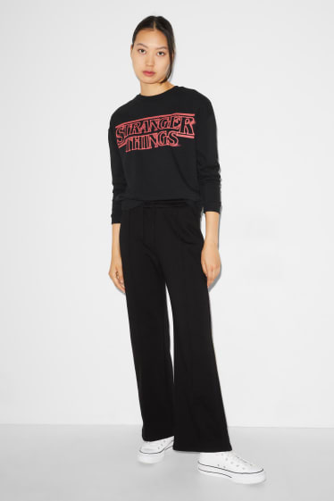 Clockhouse femme - CLOCKHOUSE- pantalon en molleton - palazzo - noir