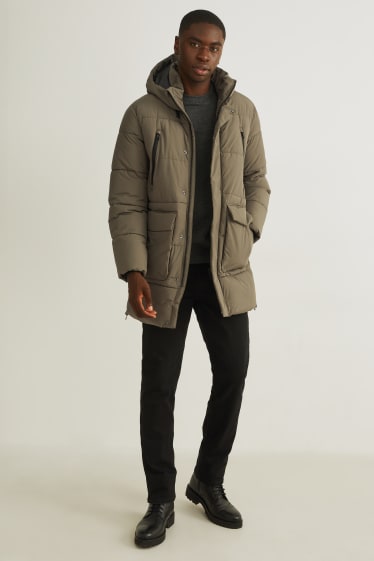 Pánské - Parka s kapucí - tmavozelená