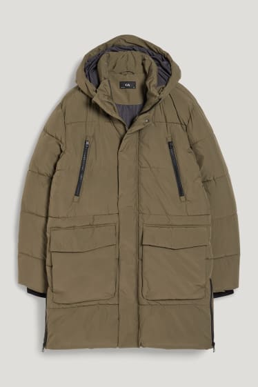 Pánské - Parka s kapucí - tmavozelená