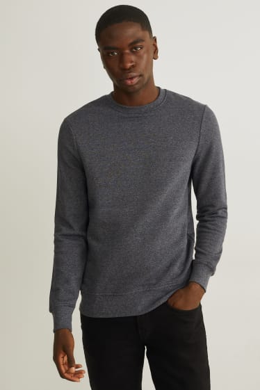 Men - Sweatshirt - organic cotton - black-melange