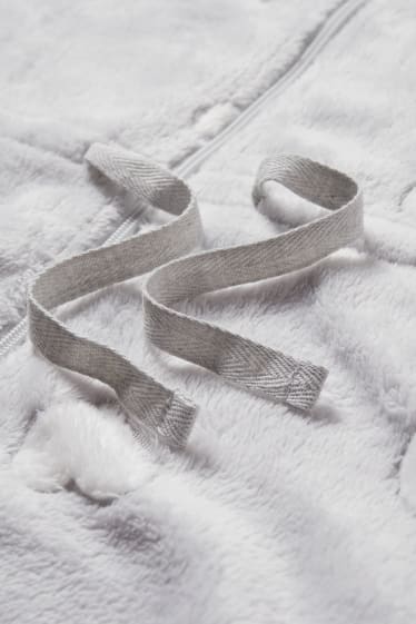Dona - Barnús de folre polar amb caputxa - estampat - gris clar jaspiat