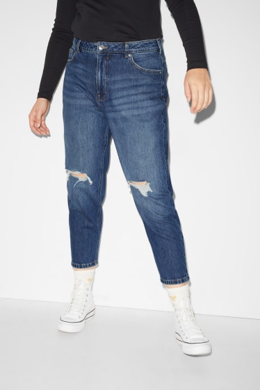 Femei XL - CLOCKHOUSE - mom jeans - talie înaltă - denim-albastru