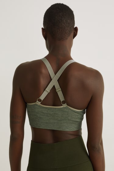Dames - Sport-BH - gewatteerd - yoga - 4 Way Stretch - gerecyclede stof - groen-mix